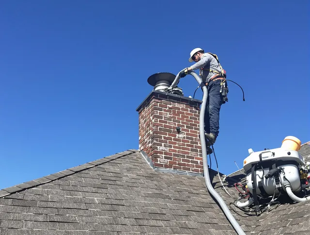 Dedicated Lynwood Chimney Sweep team member cleaning a chimney in Lynwood, CA