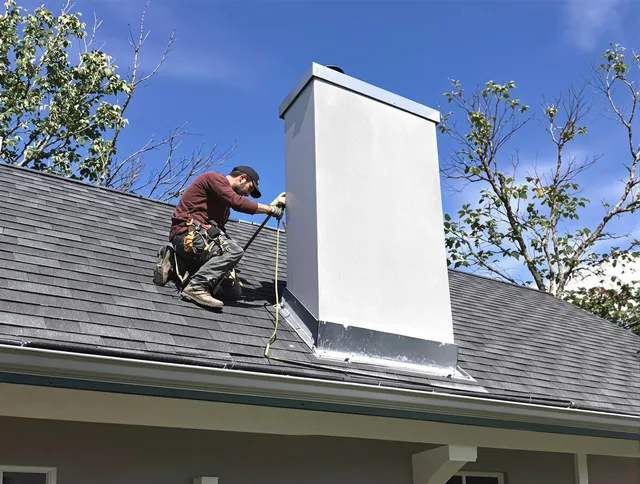 Lynwood Chimney Sweep team member finishing chimney construction in Lynwood, CA