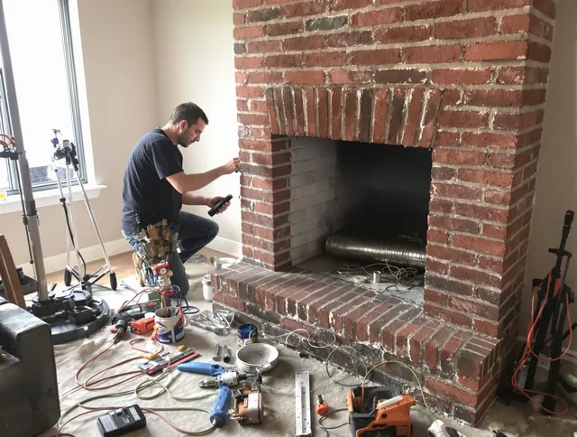 Lynwood Chimney Sweep specialist finalizing chimney liner service in Lynwood, CA