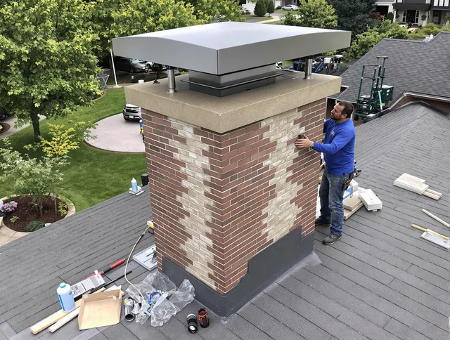 Lynwood Chimney Sweep team working on a custom chimney remodel in Lynwood, CA